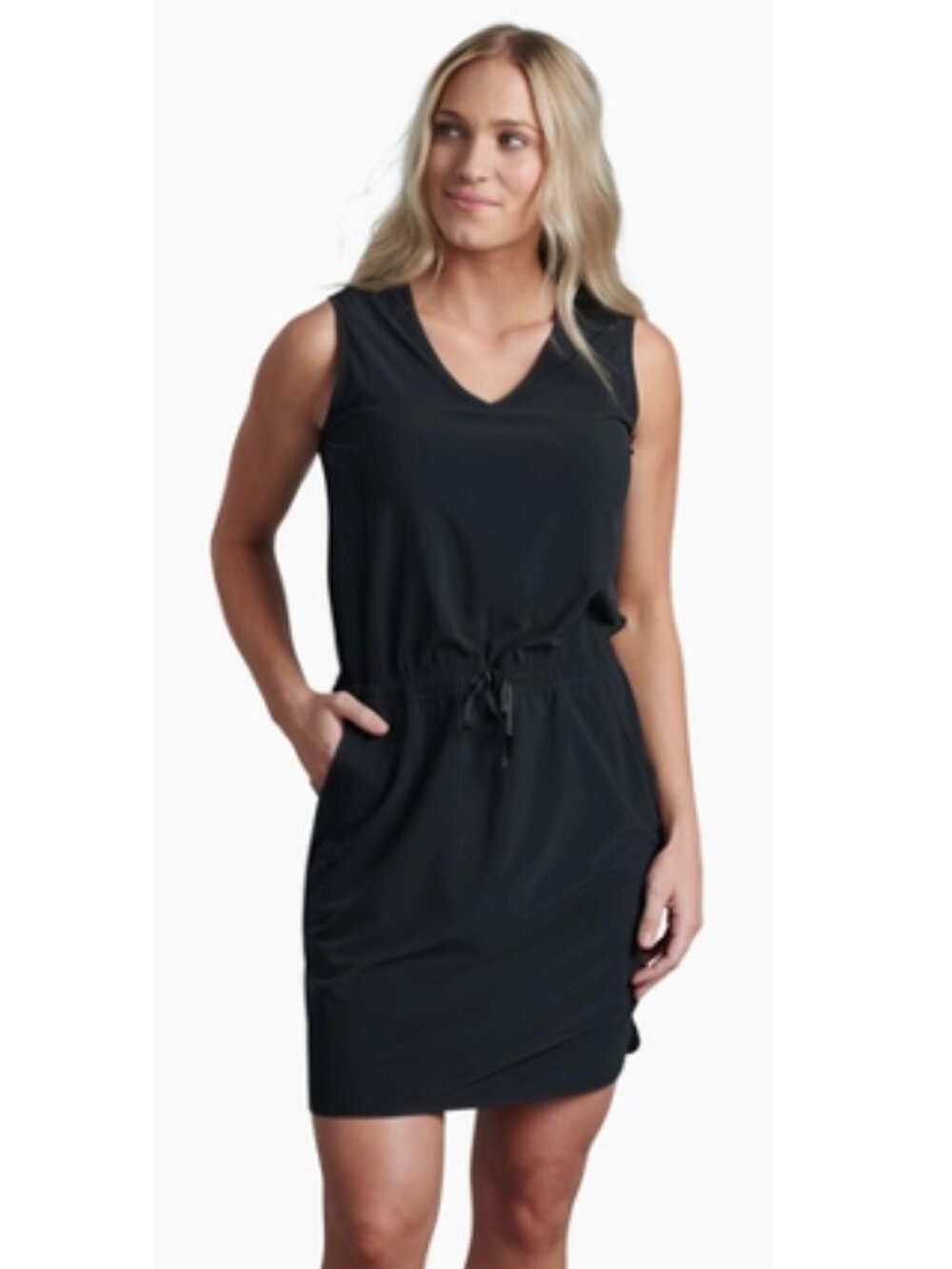 Kuhl Vantage Dress XL Black Sleeveless Cinch Waist Travel Athleisure Performance